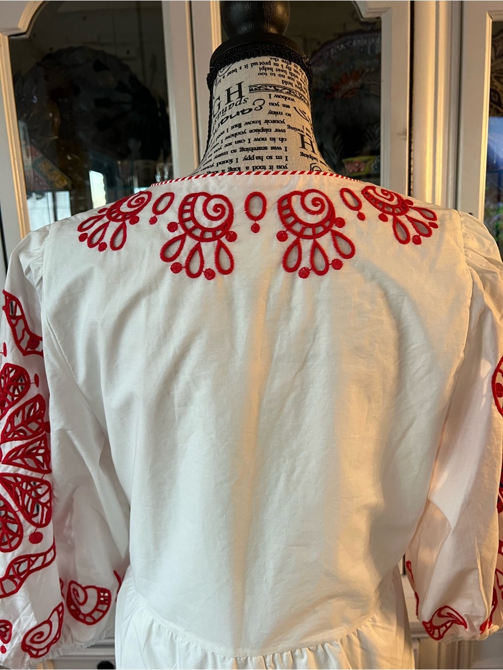 FARM Rio White Richelieu Red Embroidery Maxi Dress M - Picture 16 of 16